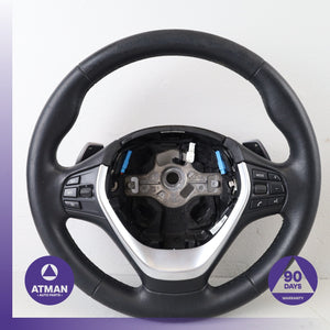 12-18 BMW F30 328i 330e 428i Sport Steering Wheel Black w/ Paddle Shifters OEM