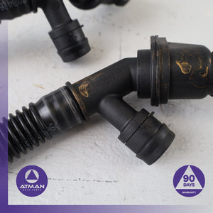 08-14 BMW F10 550i X6 Left & Right Crankcase Breather Vent Hose 11157646087 OEM — photo 4