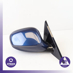 10-13 BMW E82 128i Shadow Line Right Rear View Door Mirror Blue OEM 77k