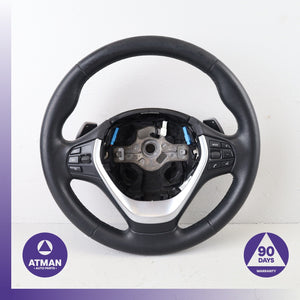 12-18 BMW F30 328i 330e 428i Sport Steering Wheel Black w/ Paddle Shifters OEM