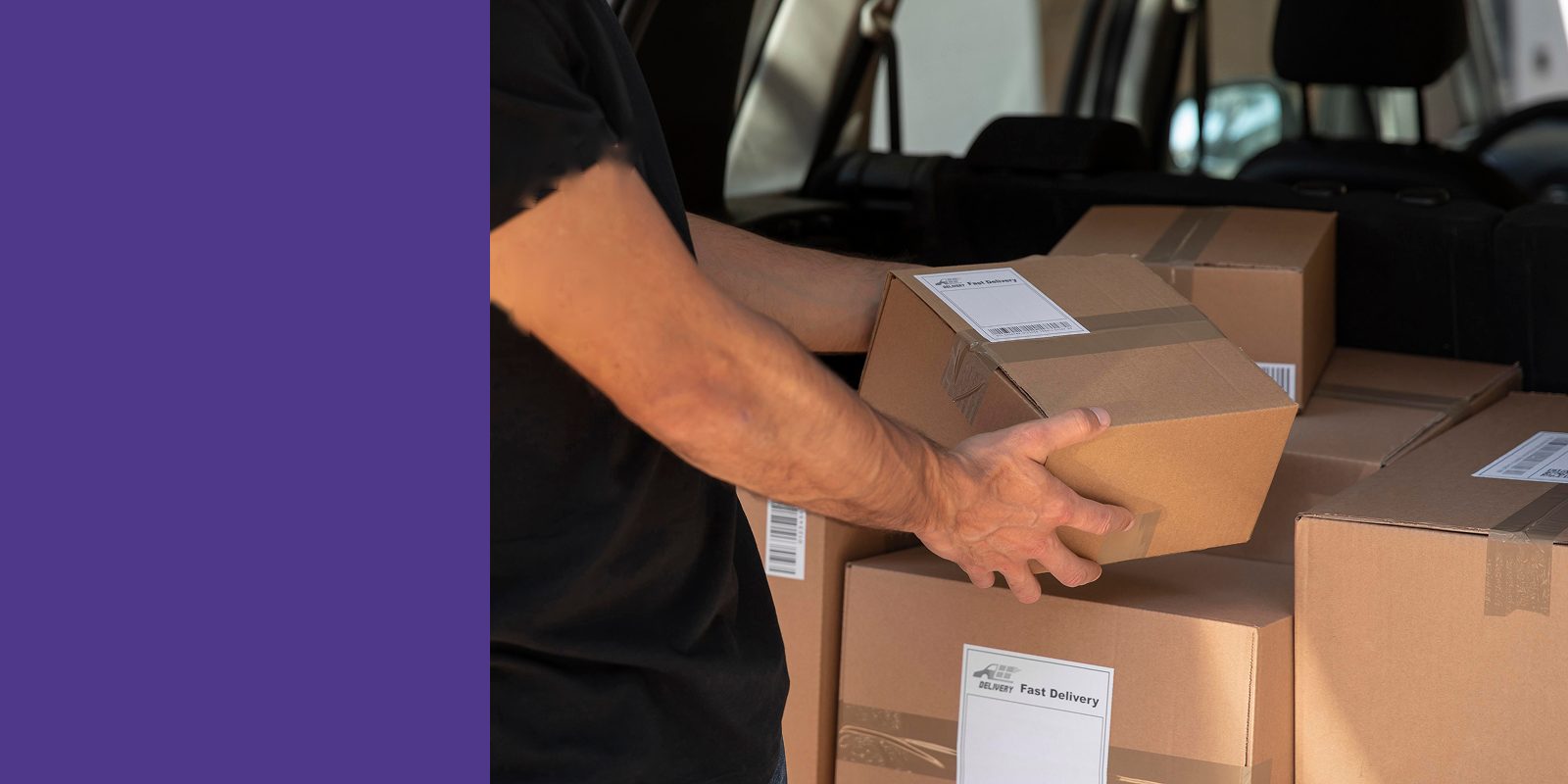 Packed parts boxes loaded for shipping