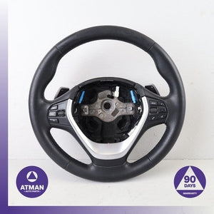 12-18 BMW F30 328i 330e 428i Sport Steering Wheel Black w/ Paddle Shifters OEM