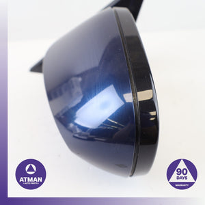 10-13 BMW E82 128i Shadow Line Left Rear View Door Mirror Blue OEM 77k