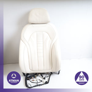 14-18 BMW F15 X5 Front Left Upper Seat Cushion Nappa w/Headrest White OEM