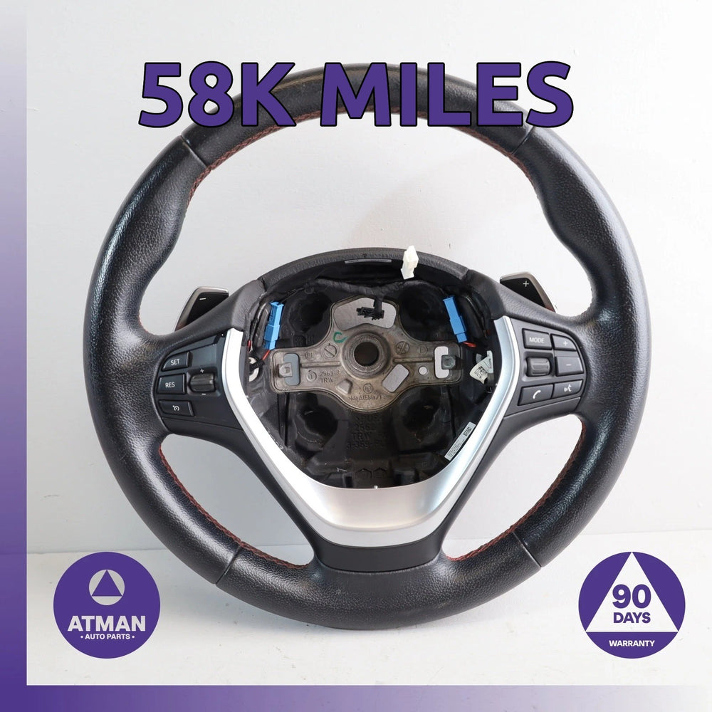 12-21 BMW F22 228i 328i Sport Steering Wheel Black w/ Paddle Shifters OEM 58k