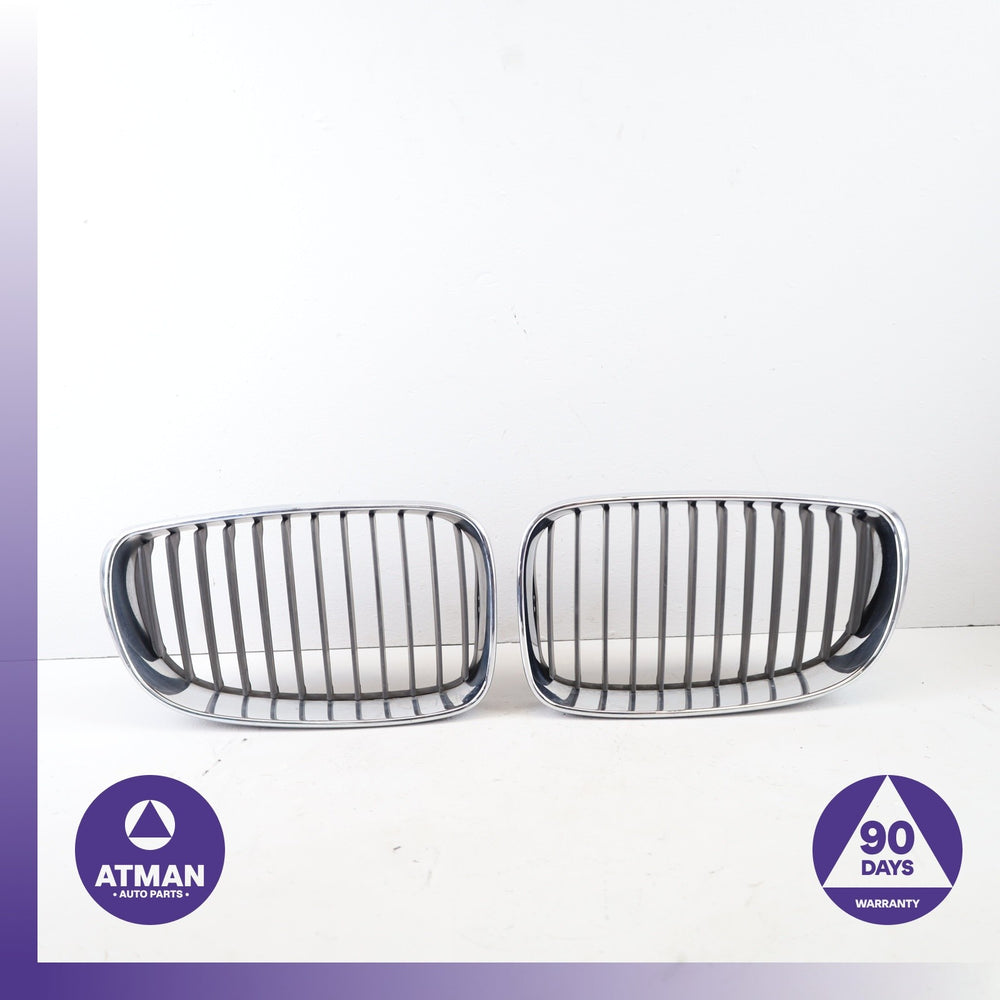 08-13 BMW E88 128i 135i Left & Right Hood Radiator Grille Grill Chrome Set OEM