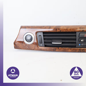 BMW E90 325i Dashboard A/C AC Air Vent Grille Wood Trim w/ Switch OEM