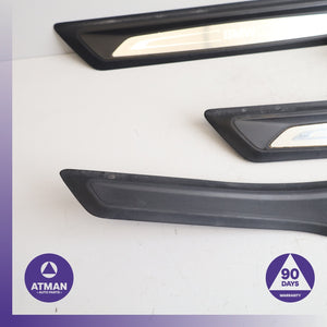 BMW F30 328i Front &amp; Rear Door Entrance Sill Scuff Trim Panel Set OEM