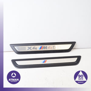 BMW F26 X4 Front &amp; Rear Door Entrance Sill Scuff Trim Panel Set OEM