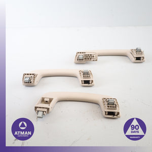14-18 BMW F15 X5 Front &amp; Rear Interior Upper Roof Grab Handle Beige Set OEM