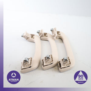 14-18 BMW F15 X5 Front &amp; Rear Interior Upper Roof Grab Handle Beige Set OEM