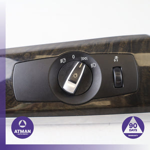BMW F02 750i 740i Headlight Control Switch w/ Molding Wood OEM
