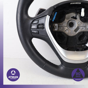 12-18 BMW F30 328i 330e 428i Sport Steering Wheel Black w/ Paddle Shifters OEM