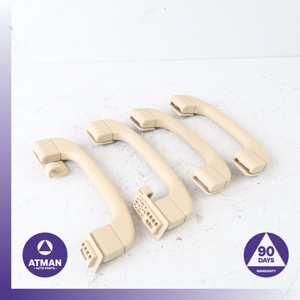 BMW E90 328i Front &amp; Rear Interior Upper Roof Grab Handle Beige Set OEM